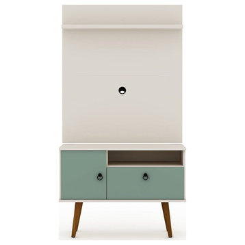 Tribeca 35.43 Tv Stand and Panel, Off White and Green Mint