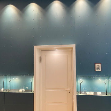 Montage-Schrankwand / hinterleuchtete Vitrine
