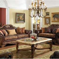 AICO Furniture - Toscano Sofa and Loveseat Set in Brick - 34915-BRICK-26 - Fabric