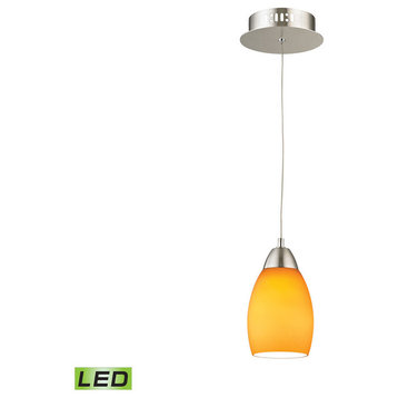 Elk Buro Single LED Pendant Complete, Yellow Shade/Holder, Nickel - LCA201-8-16M