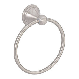 Door Corner - Florentine Series Bathroom Collection, Satin Nickel, Towel Ring - Towel Rings