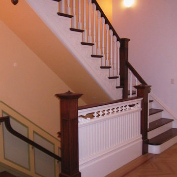 Restored Handrail and Newel Posts with New Stair