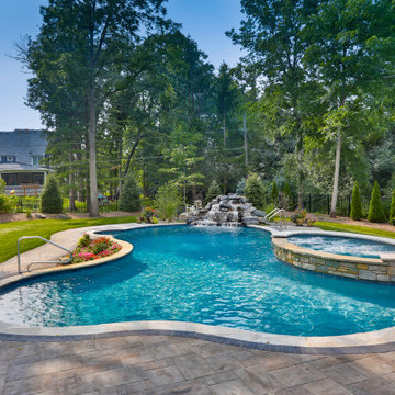 Naperville, IL Freeform Swimming Pool with Raised Hot Tub