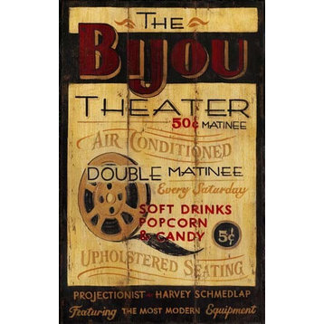 Bijou Theater Vintage Wooden Sign, 20"x32"