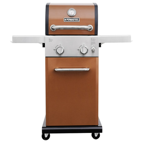 Permasteel 2 Burner Gas Grill with Folding Side Shelves, Copper