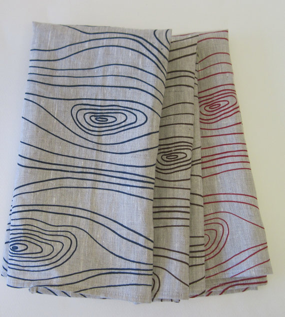 Faux Bois Print Tea Towel, Hollyberry by Flock Home