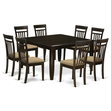 East West Furniture Parfait 9-piece Dining Set with Cushion Chairs in Cappuccino