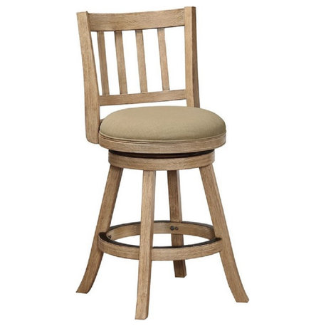 24" Sheldon Counter Stool, Driftwood Wire-Brush & Oatmeal