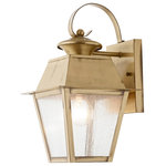Livex Lighting Lights - Mansfield Outdoor Wall Lantern, Antique Brass - With stunning seeded glass and an antique brass finish, this outdoor wall lantern will make an elegant addition to any outdoor space. Formed from solid brass & traditionally-inspired, this downward hanging outdoor wall lantern is perfect for a driveway, back porch or entry way.