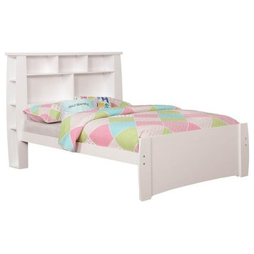 Furniture of America Devon Transitional Wood Full Bookcase Platform Bed in White