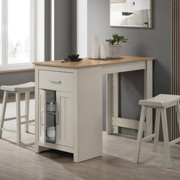 Alonzo 47" Small Space Counter Height Dining Table with Cabinet, Drawer, and 2 E