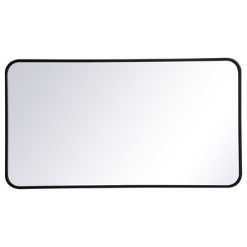 Elegant Decor MR802240BK Soft Corner Metal Rectangular Mirror, 22"x40"