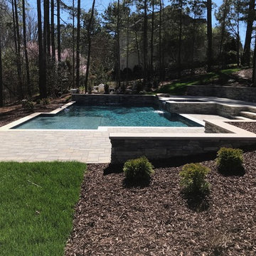 Raleigh swimming pool hardscape and landscape
