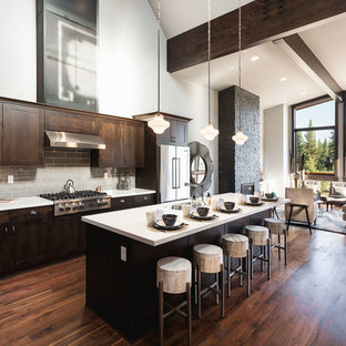 75 Beautiful Rustic Kitchen With Solid Surface Countertops