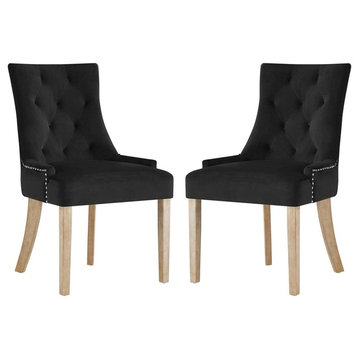 Pose Dining Chair Velvet Set of 2, Black
