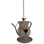 Zaer Ltd - Hanging Galvanized Teapot Birdhouse & Feeder "Hourglass Kettle" - Few things will add more country charm to a home than these galvanized birdhouse feeders. Shaped in different "teapot" like styles (ex. kettle, oil can, conventional teapot, etc.), there's a birdhouse for everyone. Each is made out of galvanized metal making them safe for the outdoors and inclement weather. The functionality, quality, and beauty of these pieces have made these a best seller.