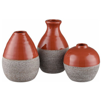 Haydock Down - Vase (Set of 3) In Mid-Century Modern Style-6 Inches Tall and 4