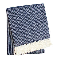 A Soft Idea - Herringbone Throw, Navy - Throws