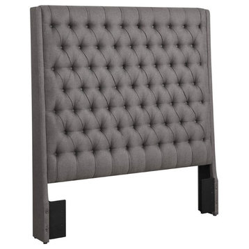 Coaster Camille Fabric Tufted Upholstered Queen Panel Headboard in Gray