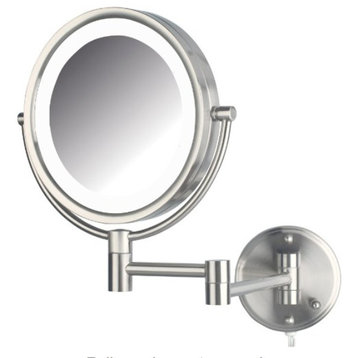 Jerdon HL88CL 8.5-Inch Two-Sided Swivel LED  Lighted Wall Mount Mirror w/ 8x Mag
