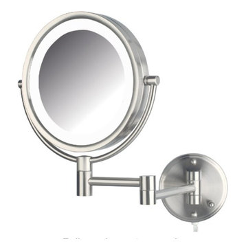 Jerdon HL88CL 8.5-Inch Two-Sided Swivel LED  Lighted Wall Mount Mirror w/ 8x Mag