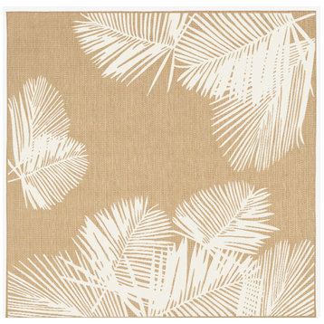 Carmel Palm Indoor/Outdoor Rug, Sand, 7'10" Square