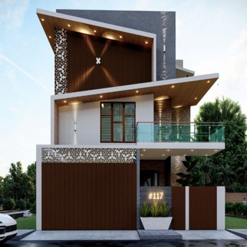 Luxury Contemporary Duplex Elevation Design | Modern Architectural Facade