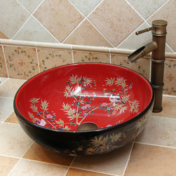 Hand-painted flowers and twigs washbasins - Bathroom Sinks