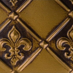WC 80 Faux Tin - Backsplash Roll - Fleur de Lis - 3 " Pattern - Antique Brass - Wallpaper