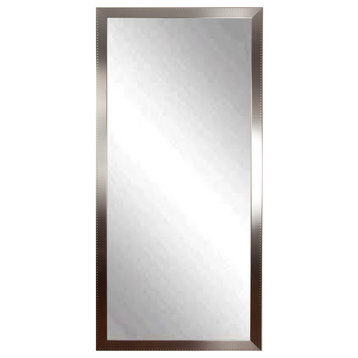 Embossed Silver Framed Floor Leaning Tall Framed Vanity Wall Mirror 30''x 64''