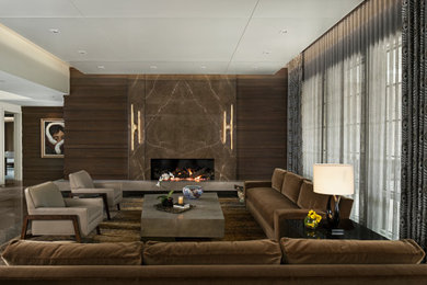 Living room - contemporary living room idea in Detroit