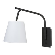 Walker Swingarm Sconce In Black Powder Coat Finish, Black Powder Coat Base, Eggs