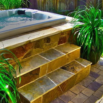 Pergola, Patio, Spa, and Landscape