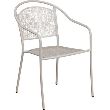 Light Gray Indoor-Outdoor Steel Patio Arm Chair With Round Back