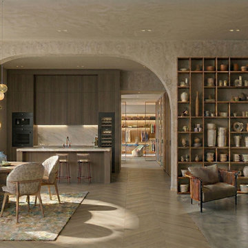 "The Komorebi Arc" Soft Minimalism Japandi Kitchen Design in Organic Modernism #