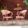 Noble House Palm Desert Outdoor Modern Dining Chair in Crackle Coral (Set of 2)