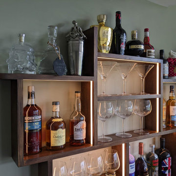 Bespoke Home Bar Made in Ash With Leather Panels