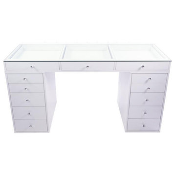 SlayStation Pro 2.0 Tabletop and Drawers Bundle, Bright White, 5 Drawers