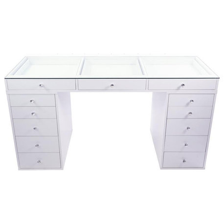 SlayStation Pro 2.0 Tabletop and Drawers Bundle, Bright White, 5 Drawers