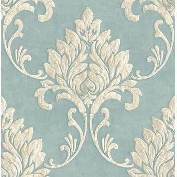 Seabrook wallpaper in Blue, Off White MT81612