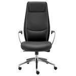 Euro Style - Crosby High Back Office Chair, Black With Polished Aluminum Base - Crosby High Back Office Chair in Black with Polished Aluminum Base