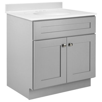 Brookings 30-Inch Unassembled Bathroom Wood Vanity Without Top in Gray