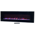 Northwest - Wall-Mounted Electric Fireplace With Remote, LED Fire and Ice Flame, 54" - Form and function align perfectly with this sleek electric fireplace. Take full control over the temperature of your living space with the convenient two-heat setting or no-heat option, then adjust the LED-colored flame to set the mood. This fireplace is elegantly designed with black glass to add a touch of modern style and sleek design to your home.