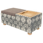 Surya - Surya Arturo AUO-001 Storage Ottoman, Ink Blue/Charcoal - Embodying time-honored designs that have been revered for generations, the Arturo Collection redefines vintage charm from room to room within any home decor. Made in India with Cotton, Faux Leather, Manufactured Wood, Wood. For optimal product care, wipe clean with a dry cloth. Manufacturers 30 Day Limited Warranty.
