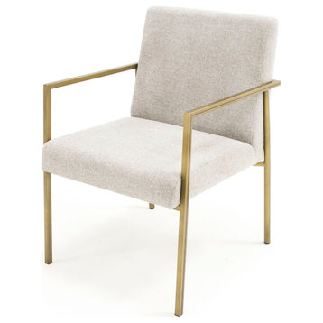 Modrest Burnham Modern Light Grey and Brass Arm Dining Chair