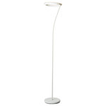 ORE International - 73" Tall Metal Torchiere Floor LED Lamp With Halo Design, Matte White - 73" Tall Metal Torchiere Floor LED Lamp With Halo Design, Matte White.