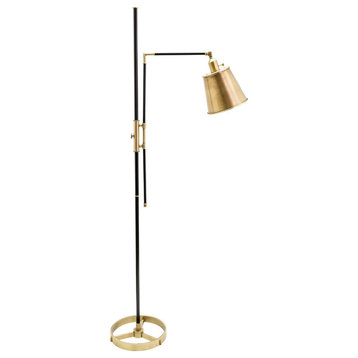 65" Morgan Adjustable Floor Lamp, Black With Antique Brass