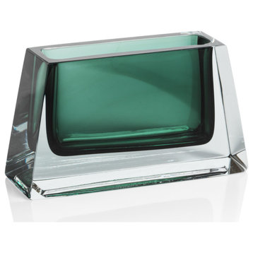 Carrara Polished Green Glass Vase, 6"x2"x3"