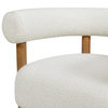 Fuji 37" Mid Century Modern Barrel Accent Arm Chair, Ivory White Boucle