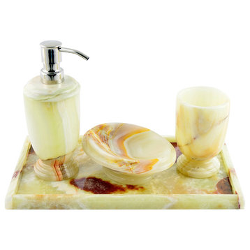 Pistachio Onyx Bath and Spa Decor Set with Vanity Tray of Atlantic Collection